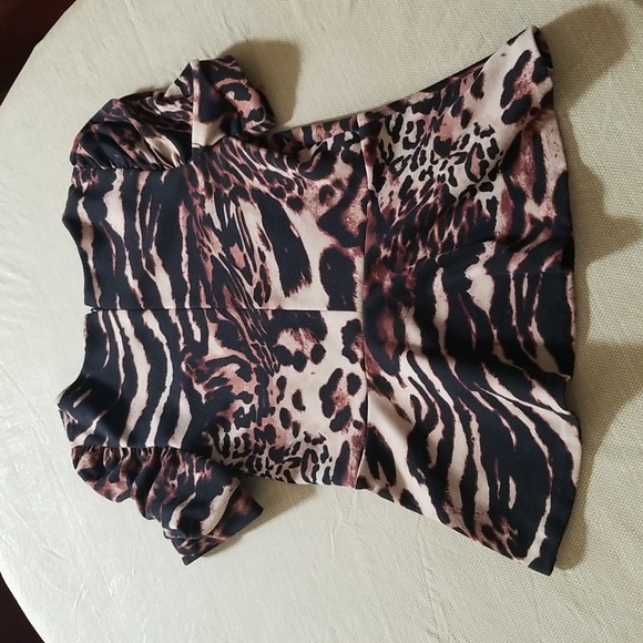 INC Animal Print Peplum Top - Picture 2 of 7